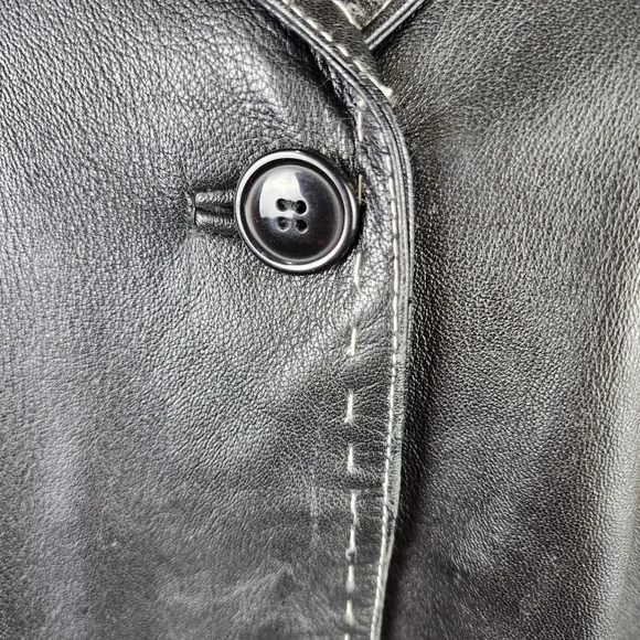 Danier Black Leather  Jacket Moto Style Buckle Flap Pockets XL Super Soft - Picture 12 of 14